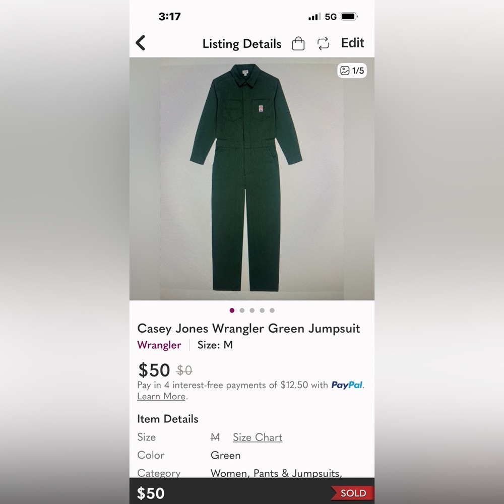 Wrangler Casey Jones Green Jumpsuit